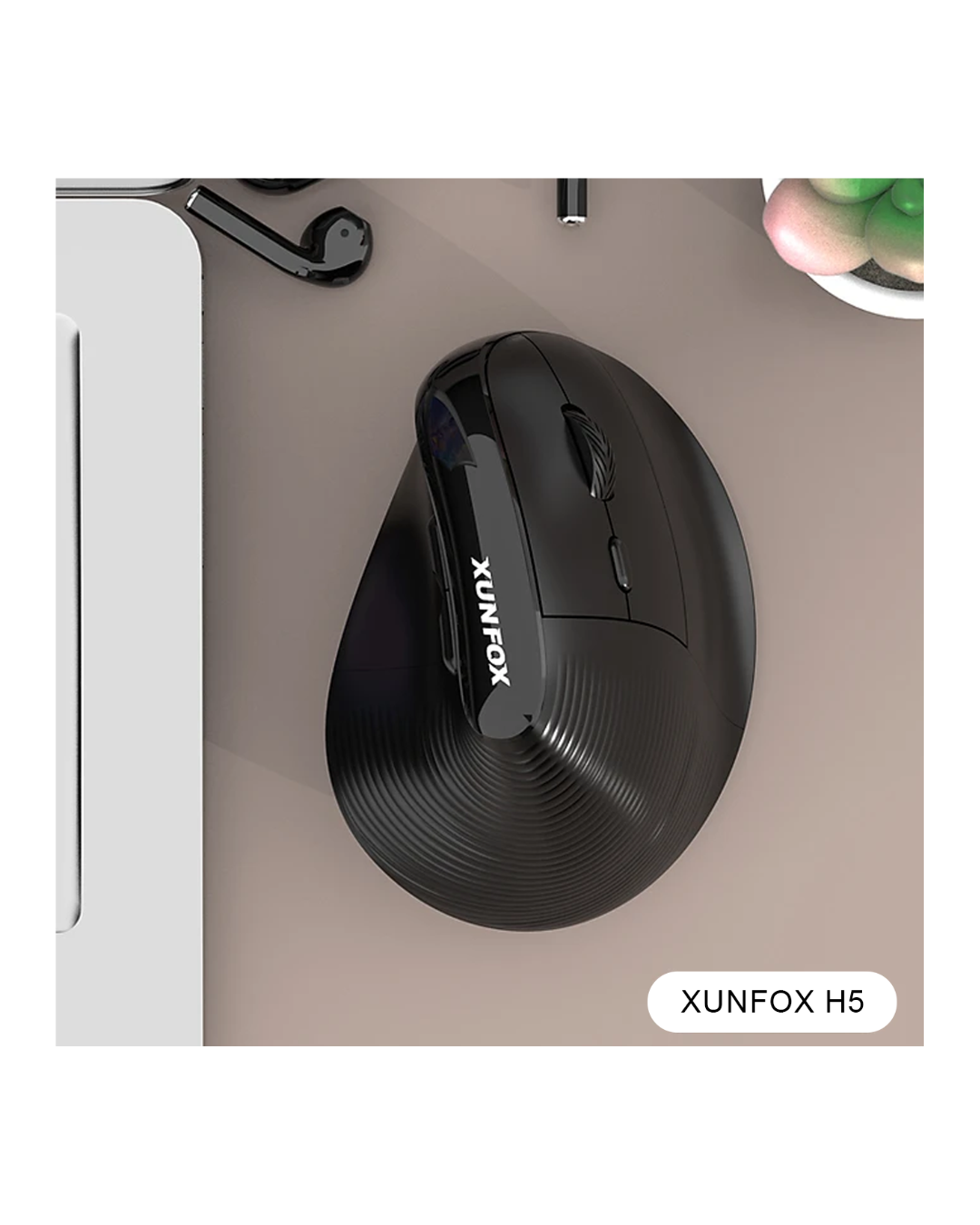Maus ergonomik XunFOX,i rikarikueshëm vertikal me valë Bluetooth optik 2,4 GHz, DPI me 5 shpejtësi (Black)