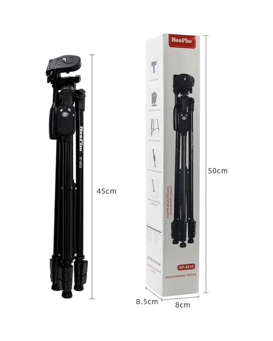 Tripod Profesional NP-3180S me Rrotullim 360 Gradë, këmbë të Qëndrueshme prej Lidhjeje Alumini