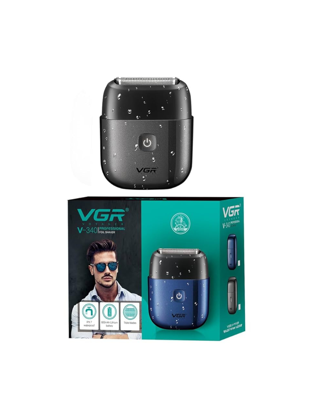 Makinë rroje profesionale me fletë metalike VGR V-340 me rezistencë ndaj ujit IPX7 për burra me bateri litiumi 600mAh