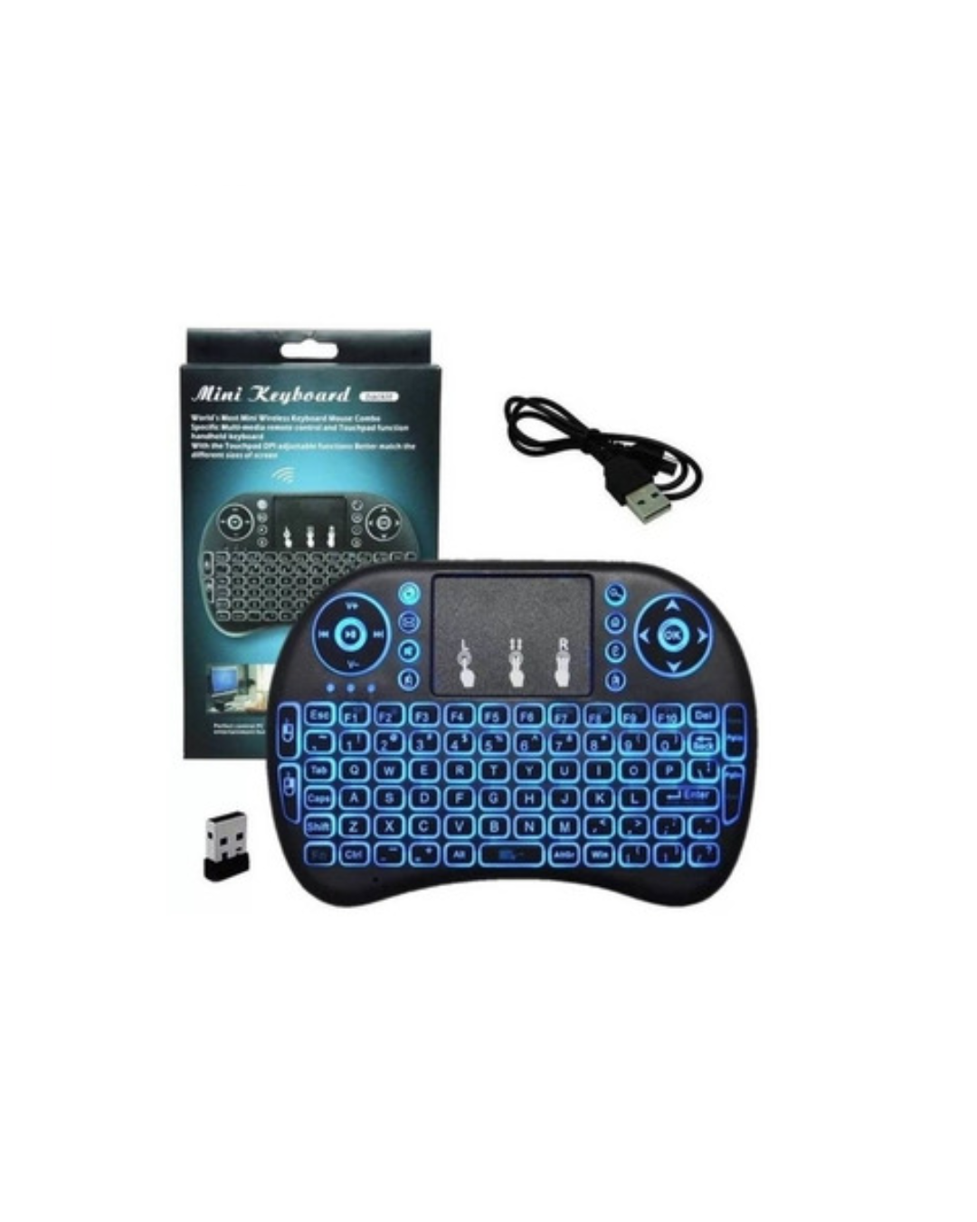 Mini-Tastierë dhe Mausi me Dy Modalitete Bluetooth + 2.4G pa tel | Ndriçim RGB