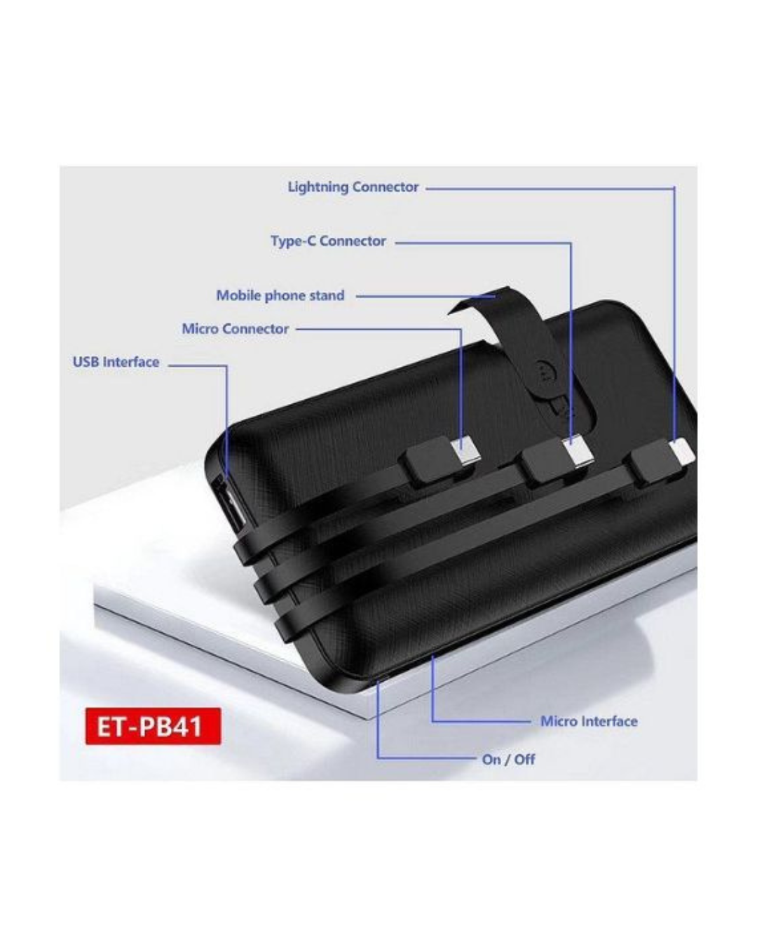 Earldom PB-41 Power Bank 10000mAh Ekran dixhital + Mbajtëse celulari
