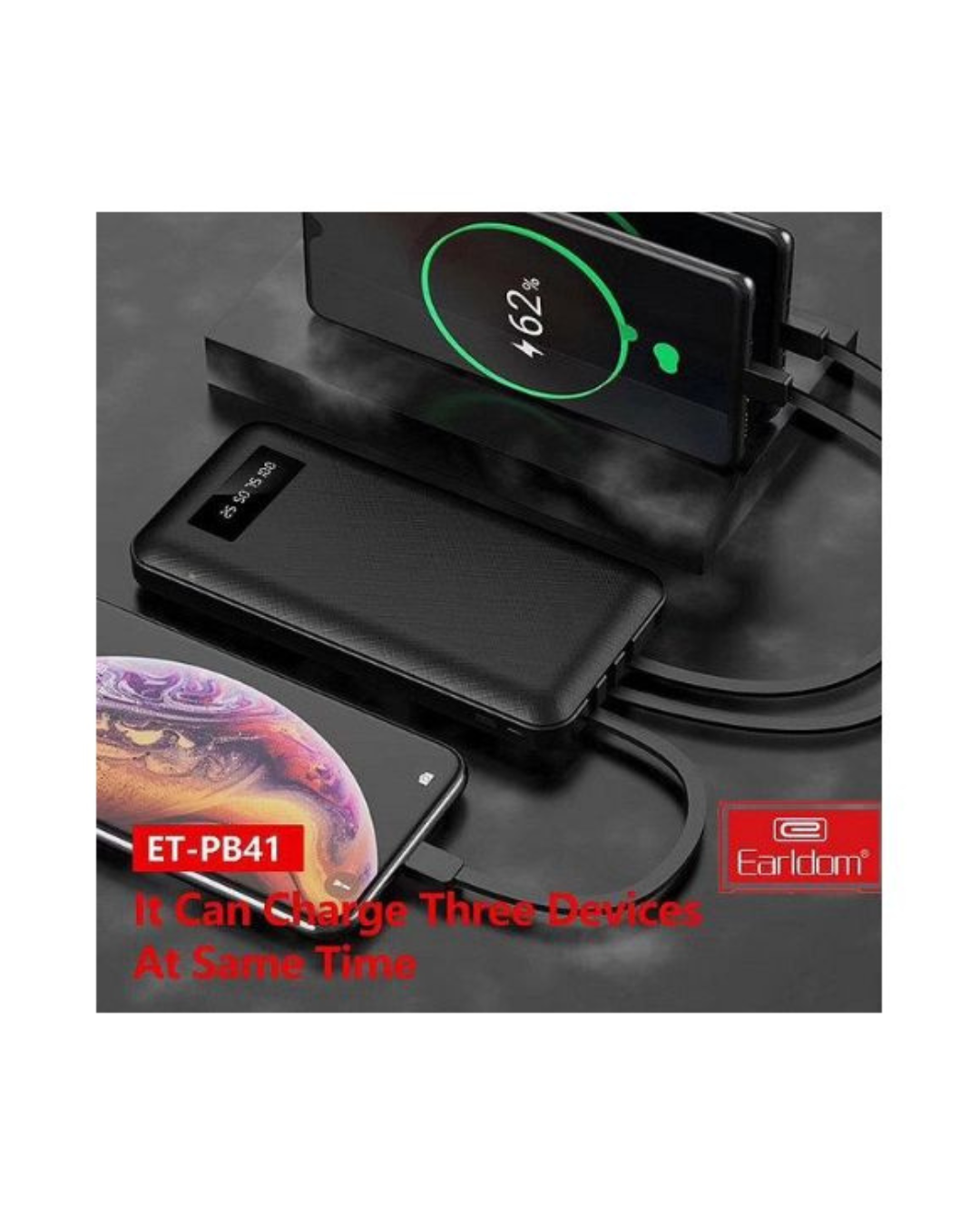 Earldom PB-41 Power Bank 10000mAh Ekran dixhital + Mbajtëse celulari
