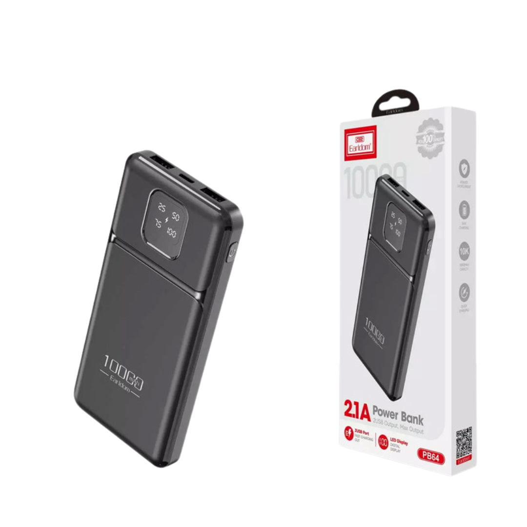 Earldom Power Bank 10000 MAH- 2.1a 2usb Fast Charge