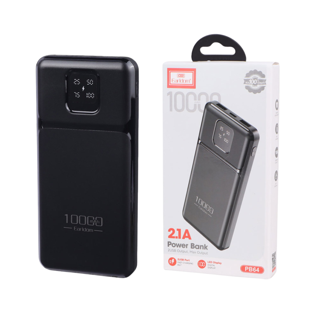 Earldom Power Bank 10000 MAH- 2.1a 2usb Fast Charge