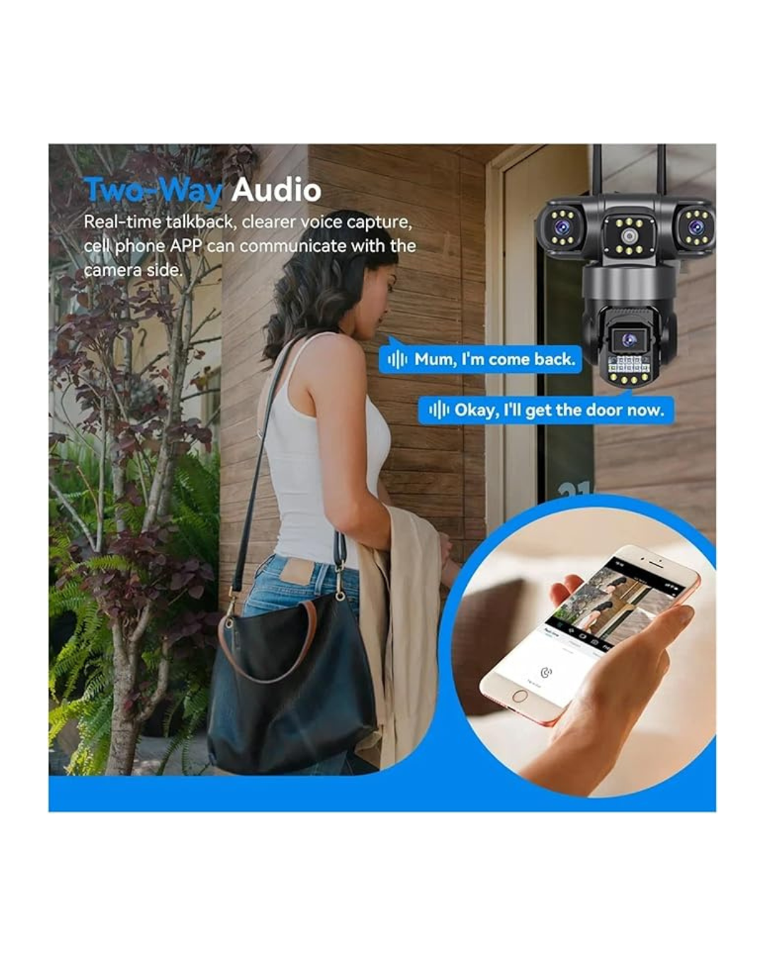 Kamera WiFi për ambiente të jashtme 12MP 6K me lente të trefishta, shikim nate, të papërshkueshme nga uji