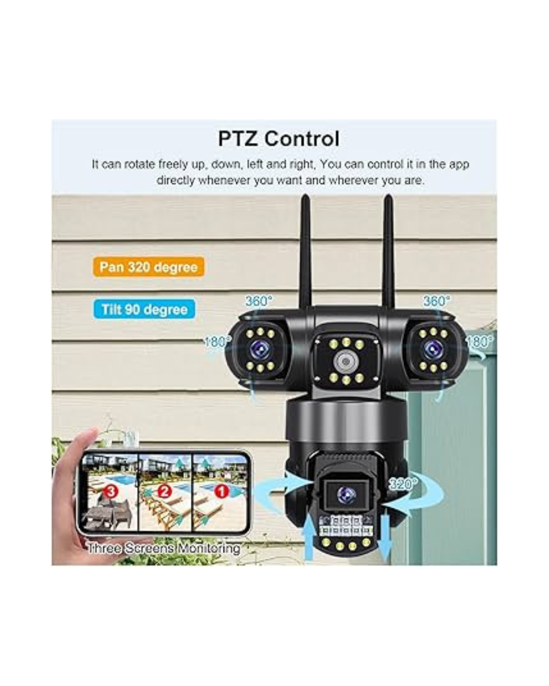 Kamera WiFi për ambiente të jashtme 12MP 6K me lente të trefishta, shikim nate, të papërshkueshme nga uji