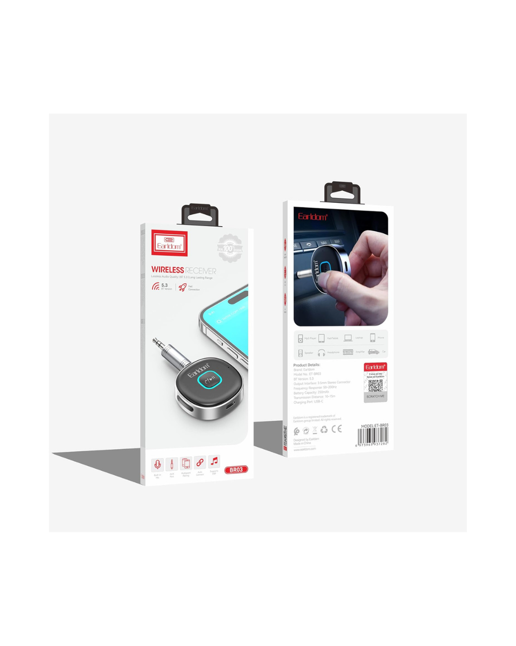 EARLDOM ET-BR03 Adaptor Bluetooth 5.3 me lidhje automatike audio për makinë