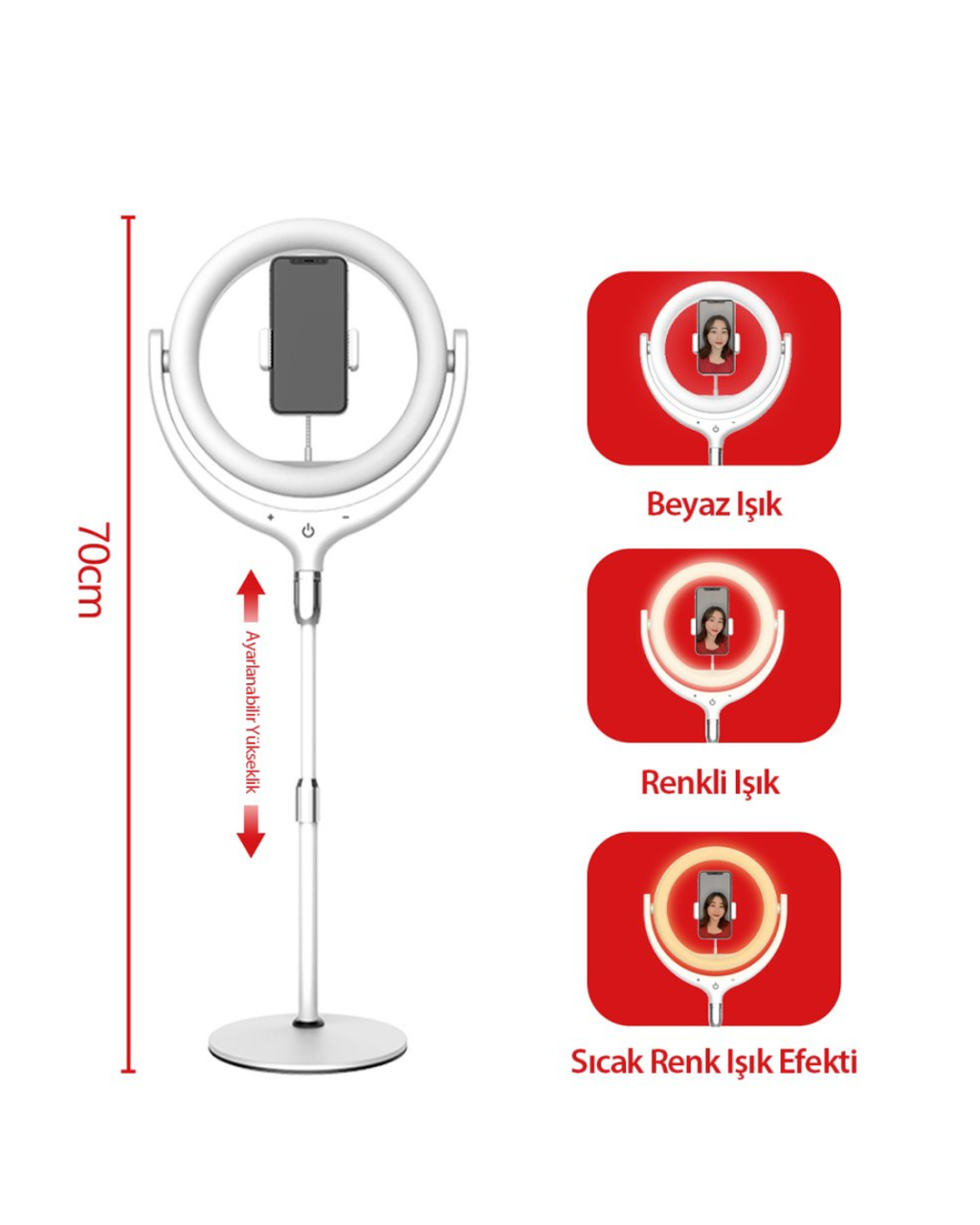 Ring Llambë LED për selfie Earldom ET-ZP06 me mbështetëse