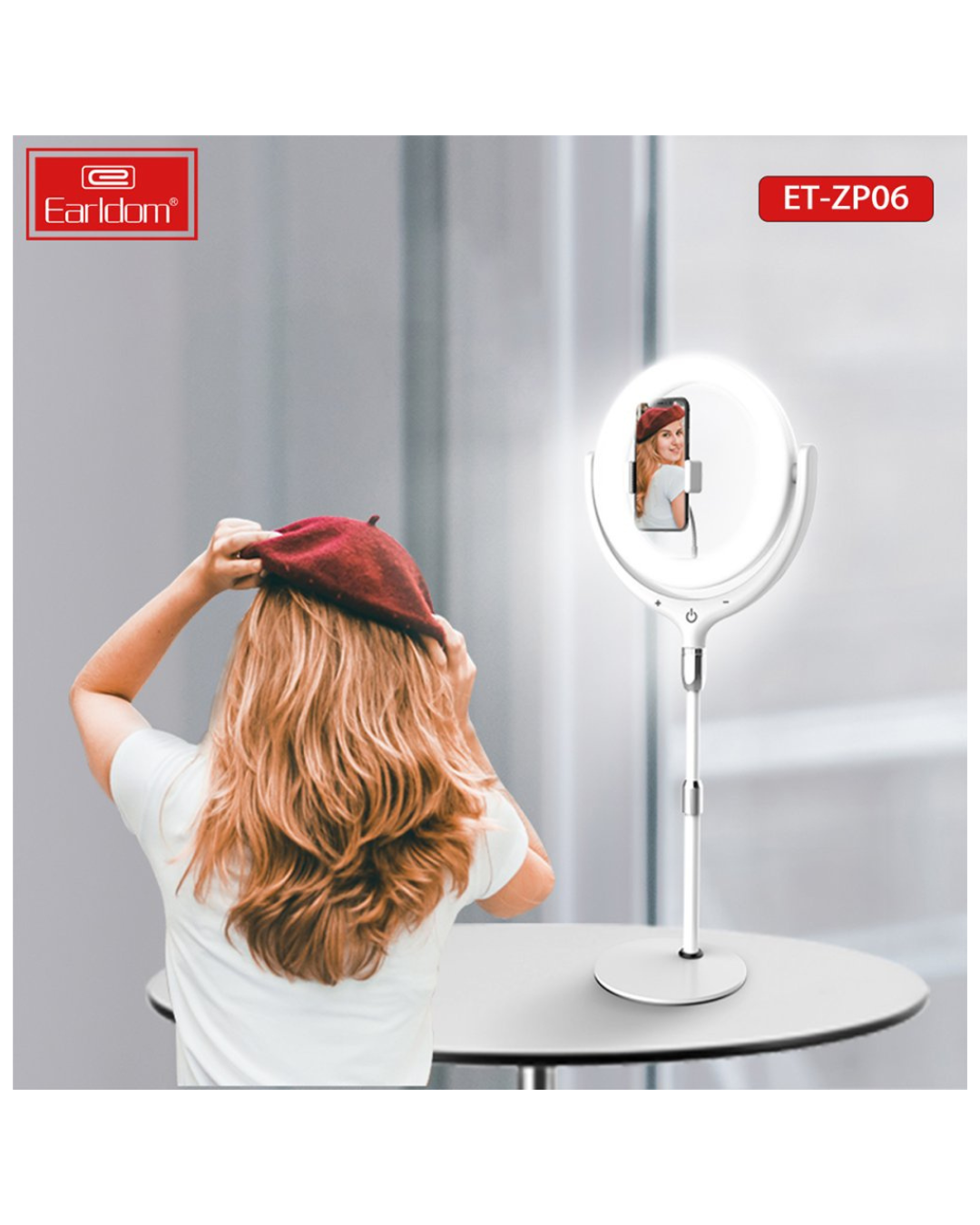 Ring Llambë LED për selfie Earldom ET-ZP06 me mbështetëse