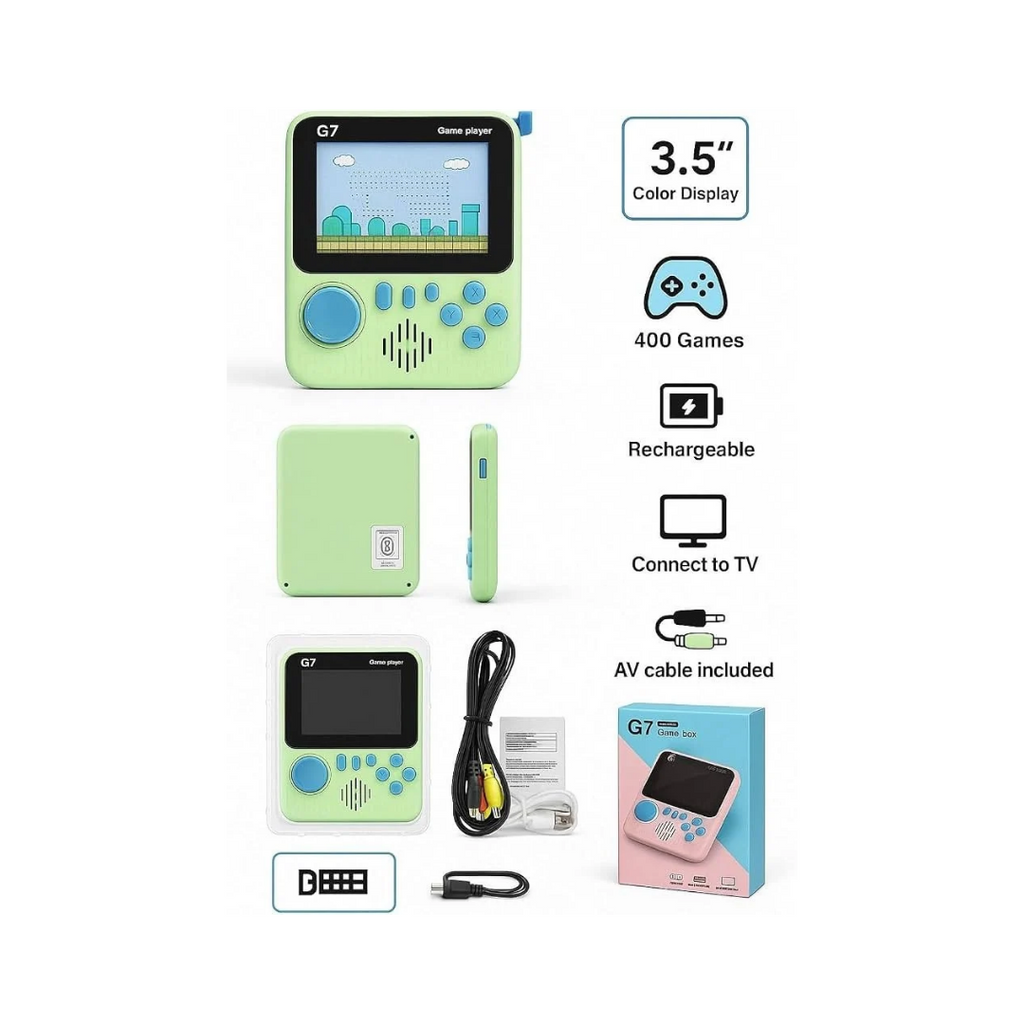 Konsolë lojërash retro G7 me ekran me ngjyra LCD 3,5 inç, 666 lojëra të integruara