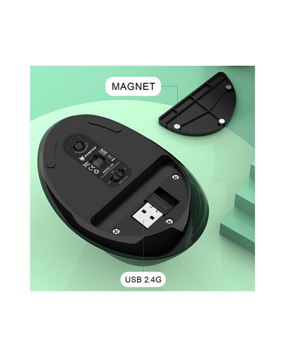 Maus ergonomik XunFOX,i rikarikueshëm vertikal me valë Bluetooth optik 2,4 GHz, DPI me 5 shpejtësi (Black)