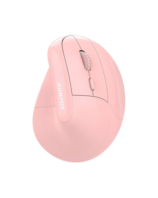 Maus ergonomik XunFOX,i rikarikueshëm vertikal me valë Bluetooth optik 2,4 GHz, DPI me 5 shpejtësi (Pink)
