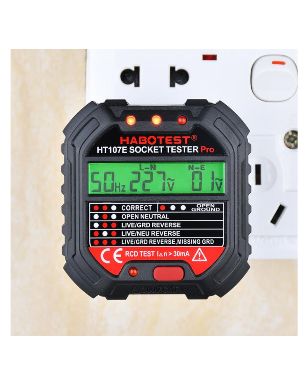 Testues Prize HABOTEST GFCI me Ekran Tensioni 90-250V Detektor Automatik i Tensionit