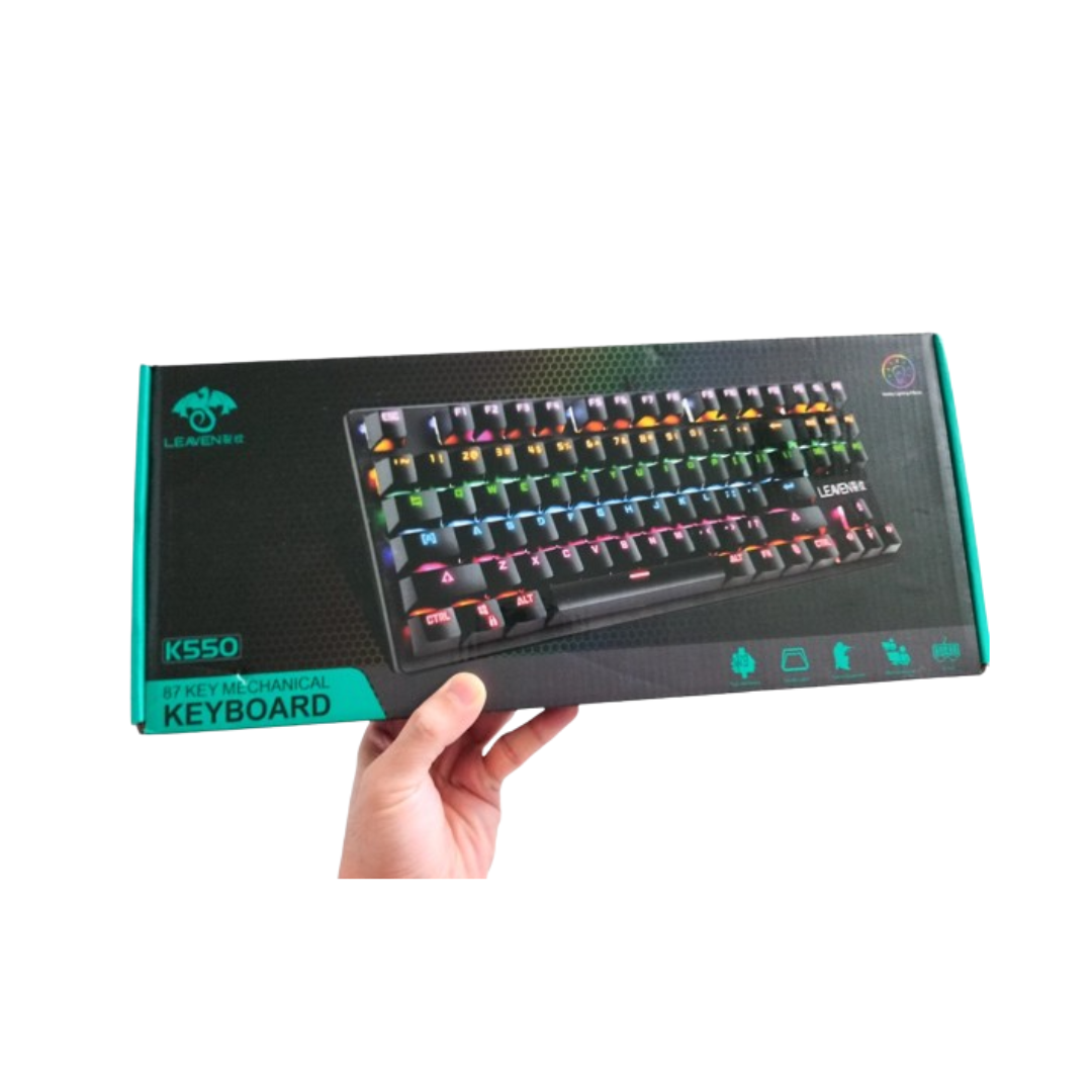 Leaven K550 Tastierë mekanike me blu switshes 87 taste