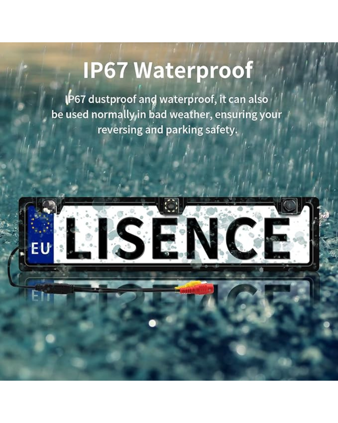 Mbajtëse targe me kamerë për kthim prapa me 2 sensorë parkimi