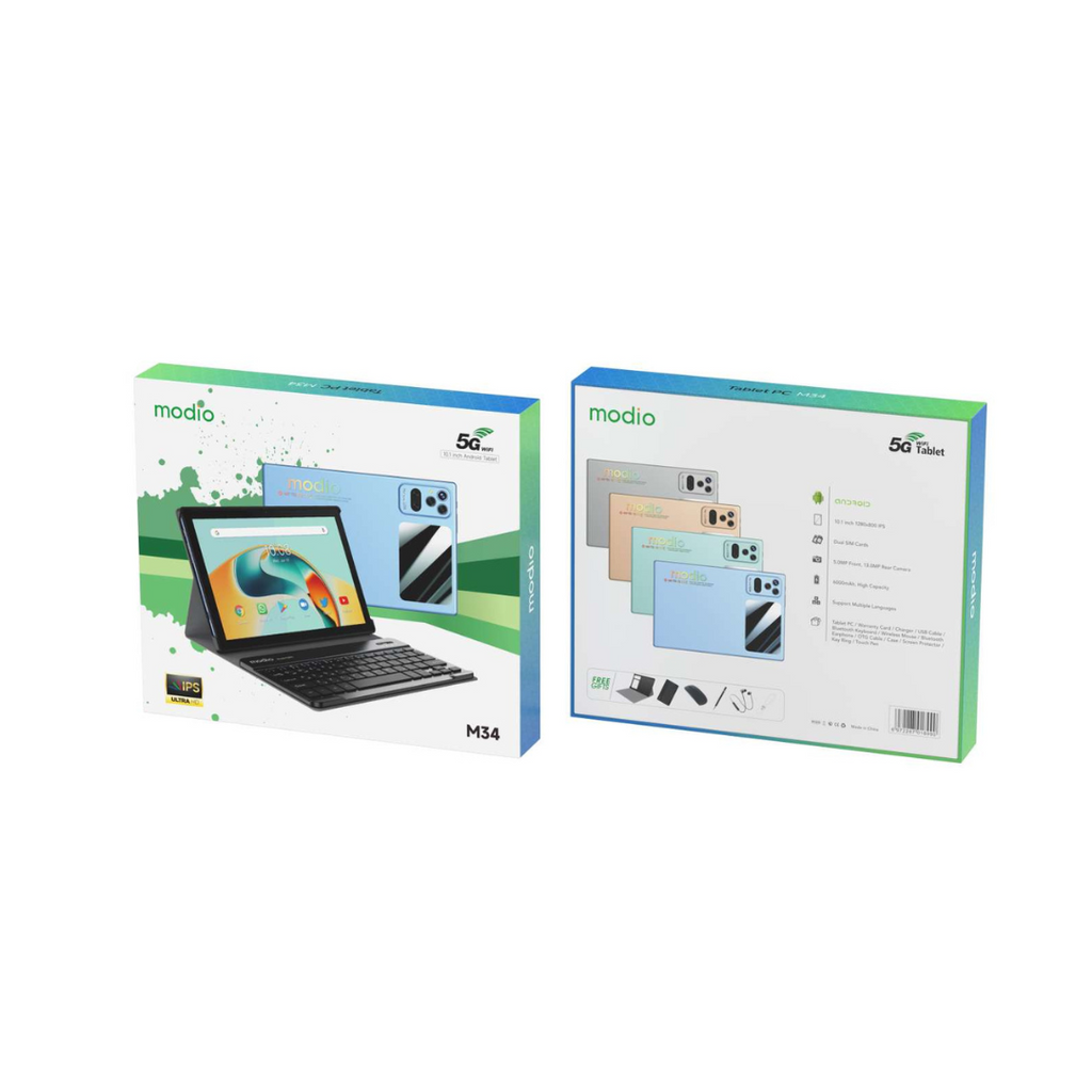 Modio M34 5G Android Tablet, ekran HD 10,1 inç, 8 GB RAM, 512 GB ROM