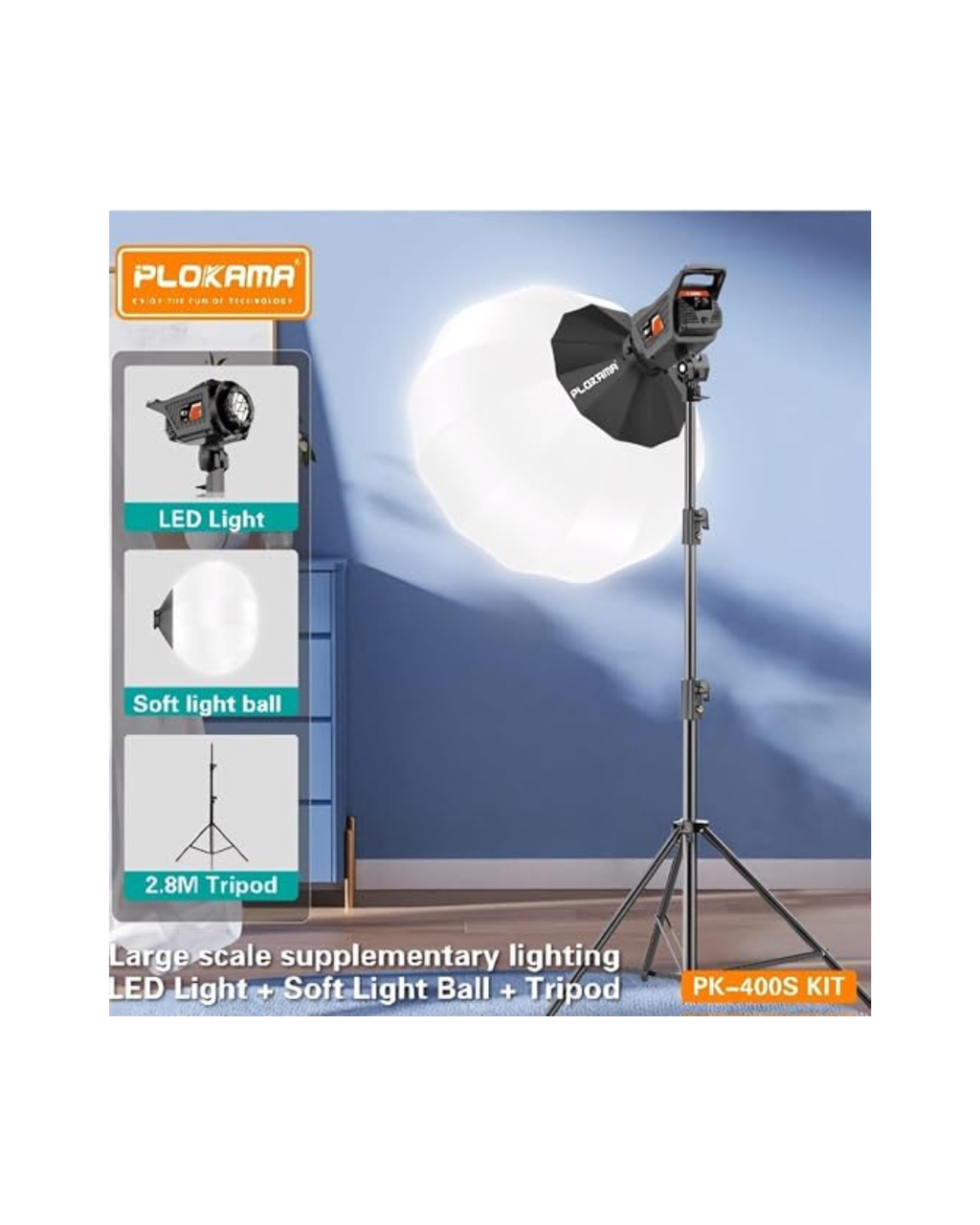 Kit ndriçimi Plokama PK-400s për fotografi profesionale, 2700K-6500K