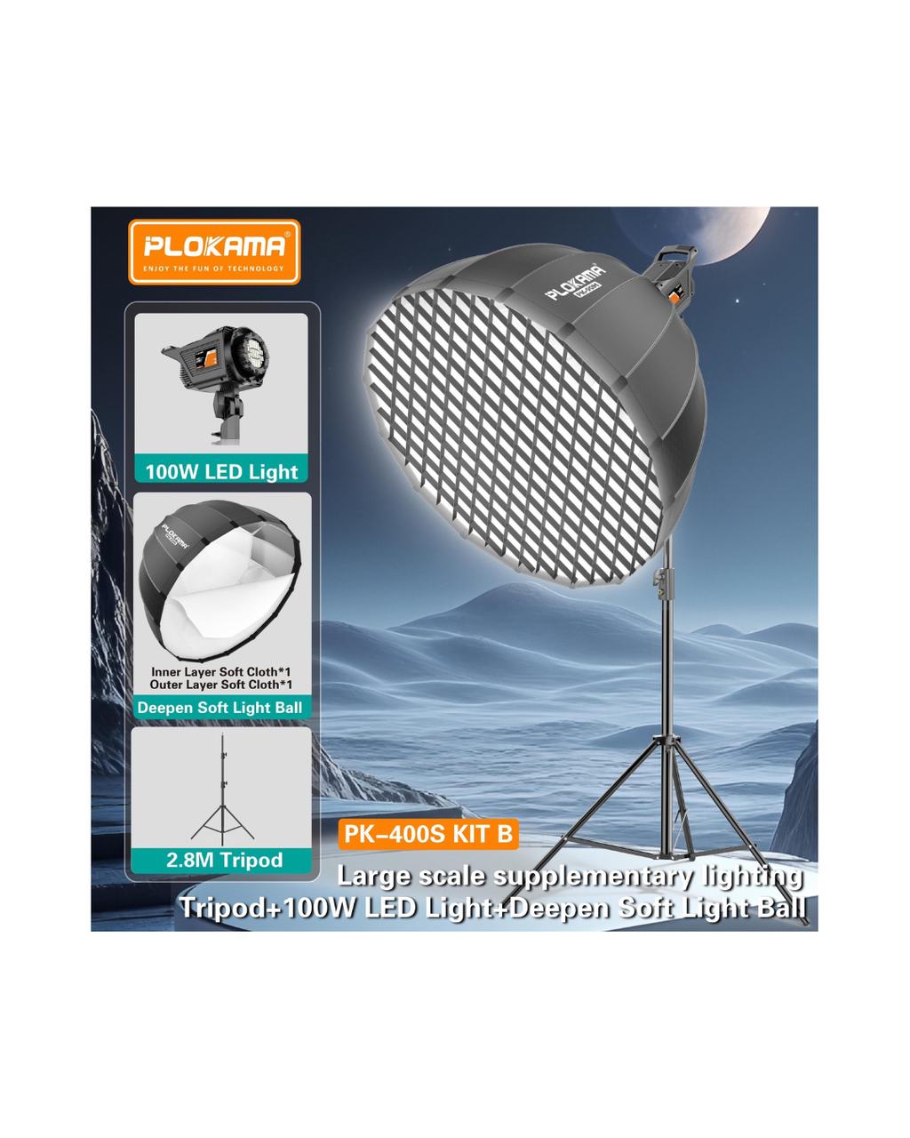 Kit ndriçimi Plokama PK-400s për fotografi profesionale, 2700K-6500K