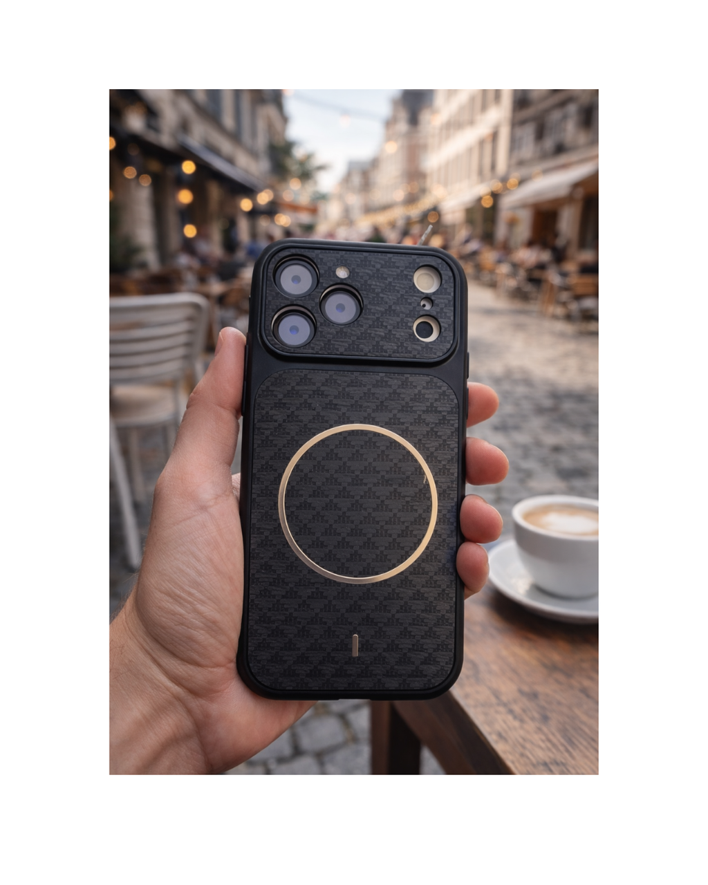 Case REWA MagSafe Carbon Fabric për 17 Pro Max, e zezë