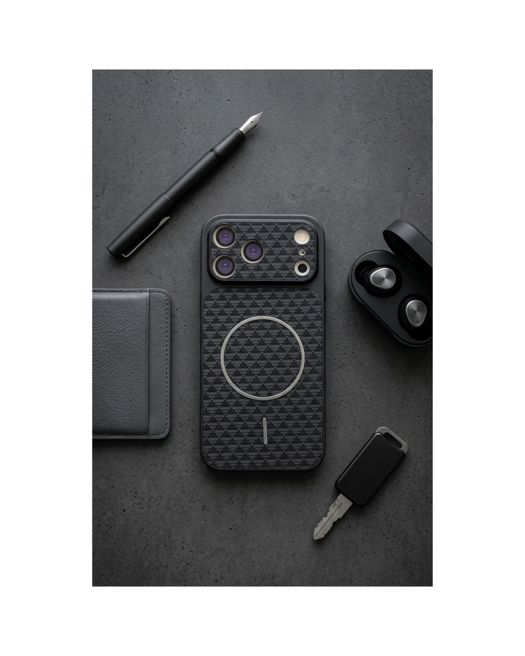 Case REWA MagSafe Carbon Fabric për 17 Pro Max, e zezë