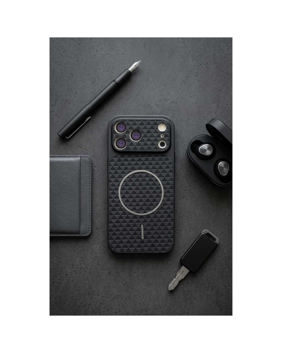 Case REWA MagSafe Carbon Fabric për 17 Pro Max, e zezë