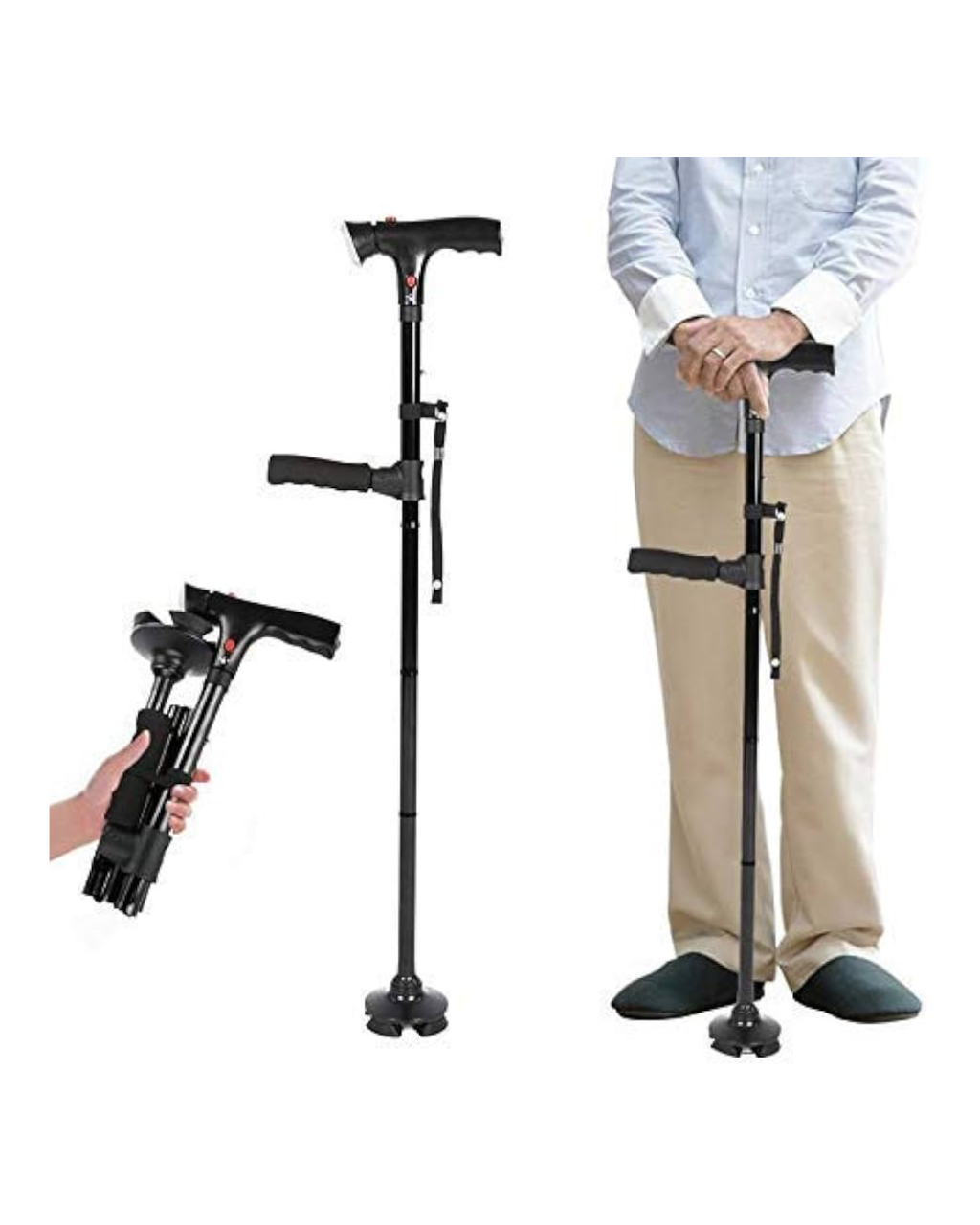 Shkop i lehtë dhe i rregullueshëm me dorezë të dyfishtë i palosshëm me dritë LED & Alarm të integruar