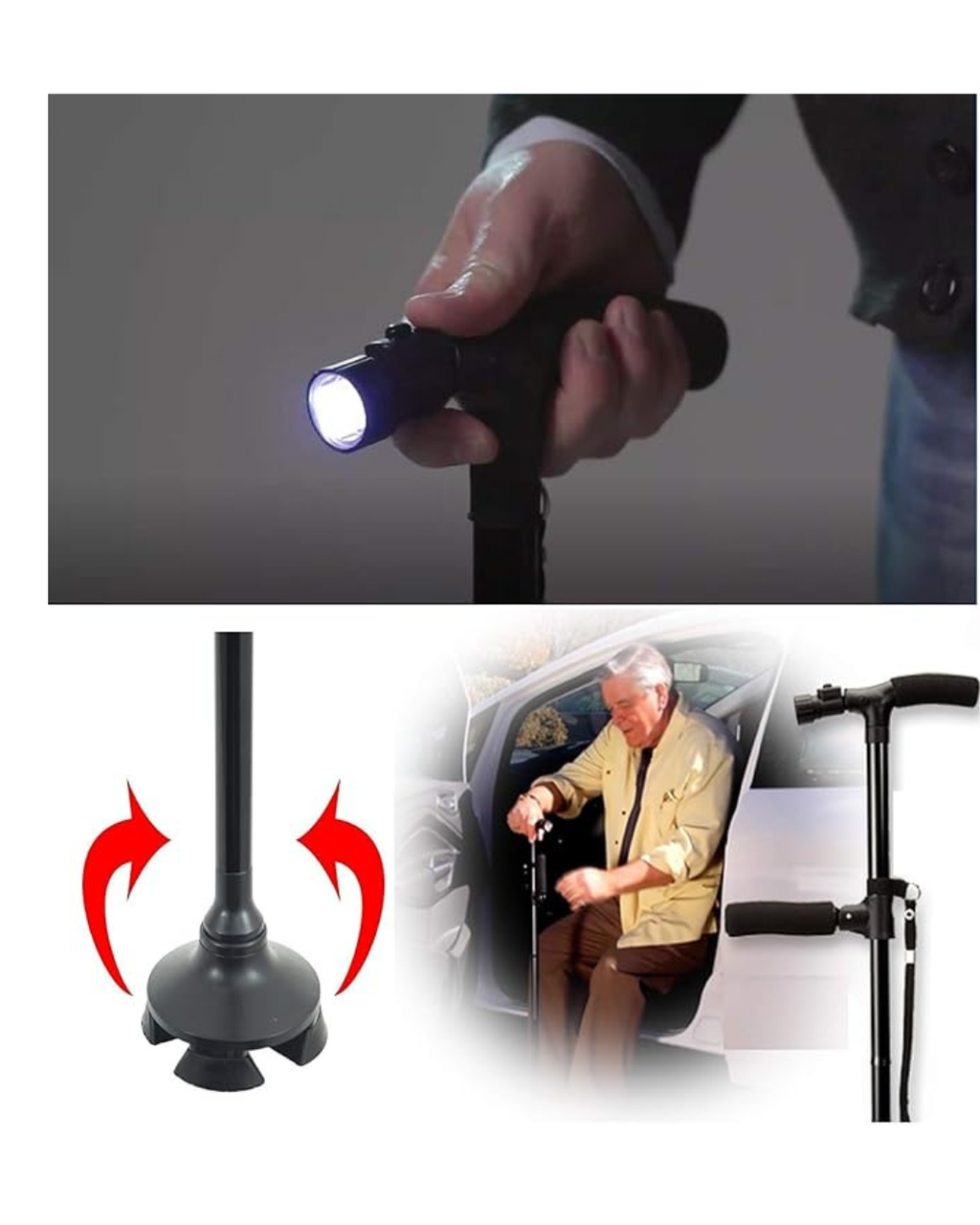 Shkop i lehtë dhe i rregullueshëm me dorezë të dyfishtë i palosshëm me dritë LED & Alarm të integruar