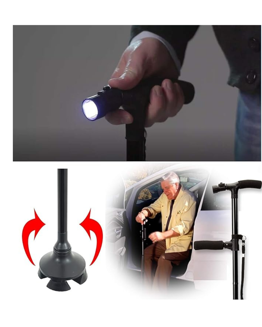 Shkop i lehtë dhe i rregullueshëm me dorezë të dyfishtë i palosshëm me dritë LED & Alarm të integruar