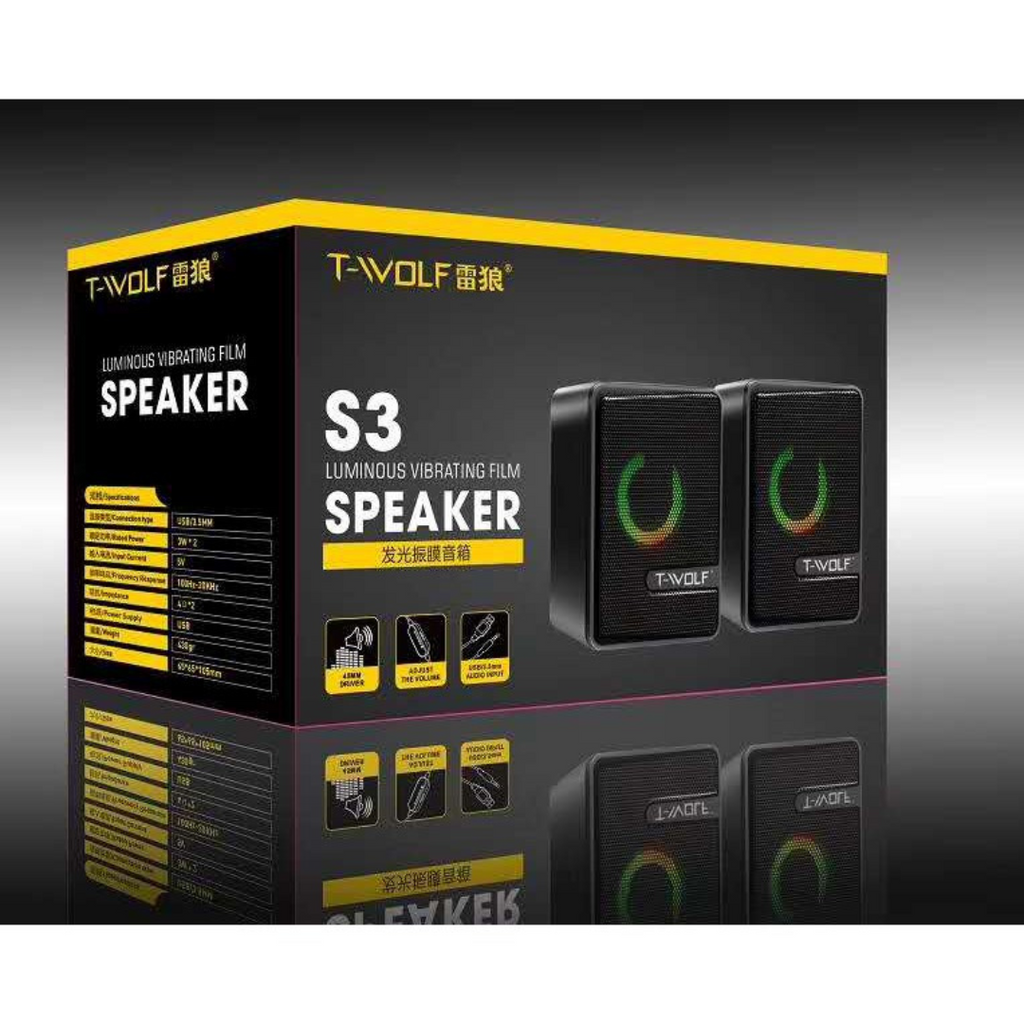 T-WOLF S3 Altoparlant për kompjuter LED shumëngjyrësh