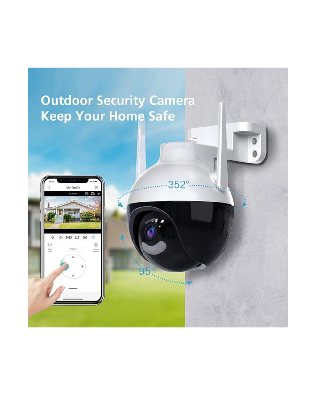 Kamera PTZ WiFi 4MP me pamje 360°, Shikim natën, e bardhë