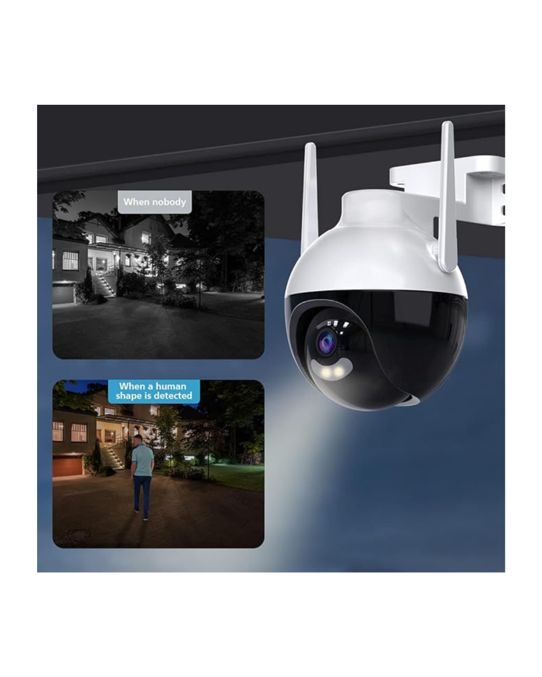 Kamera PTZ WiFi 4MP me pamje 360°, Shikim natën, e bardhë