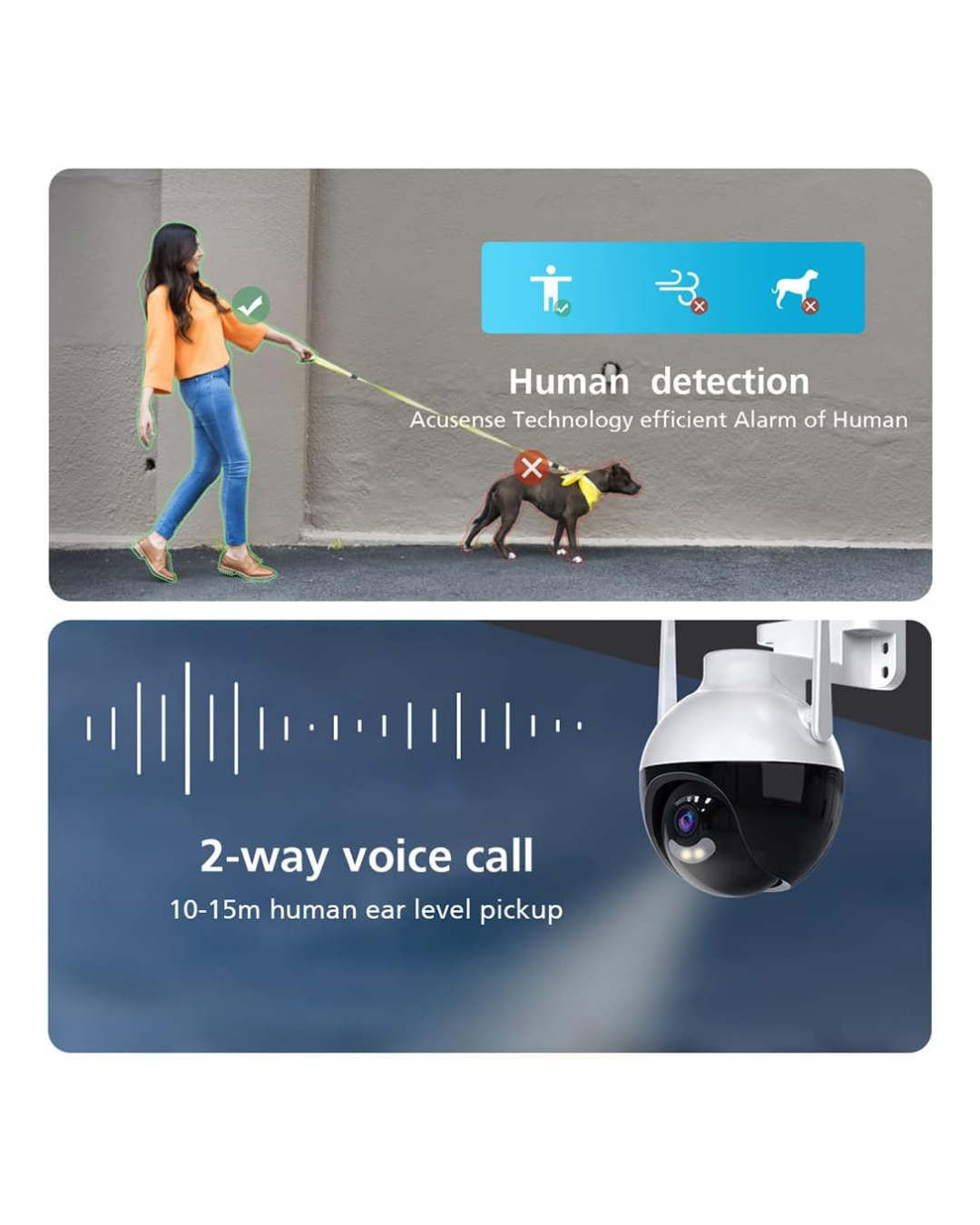 Kamera PTZ WiFi 4MP me pamje 360°, Shikim natën, e bardhë