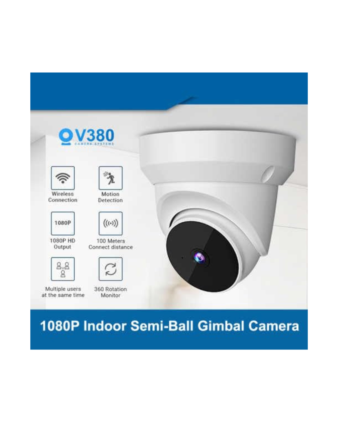 Kamera WiFi Mbikëqyrje Inteligjente, V380 Q1, me Rrotullim 360° HD 1080P
