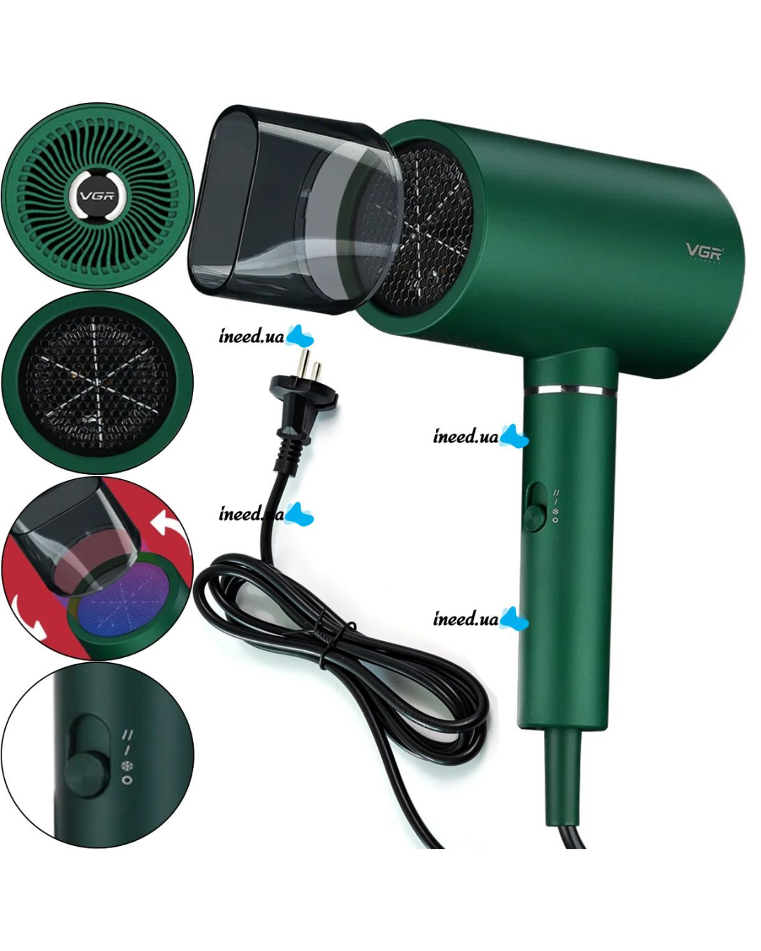 Tharëse flokësh profesionale VGR V-431 1800W me 3 cilësime nxehtësie dhe 2 cilësime shpejtësie