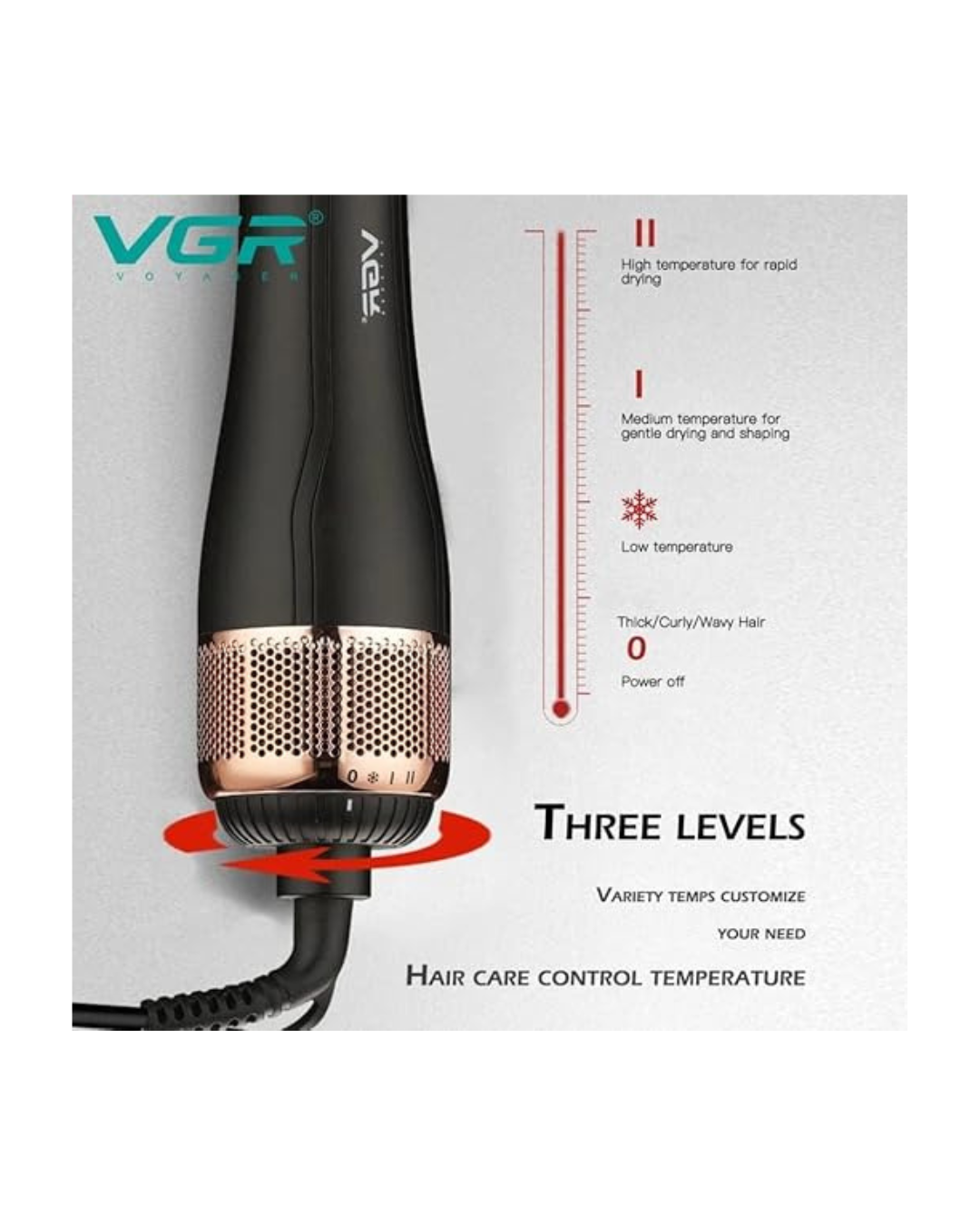 Furçë Profesionale me Ajër të Nxehtë VGR V-494, E Zezë