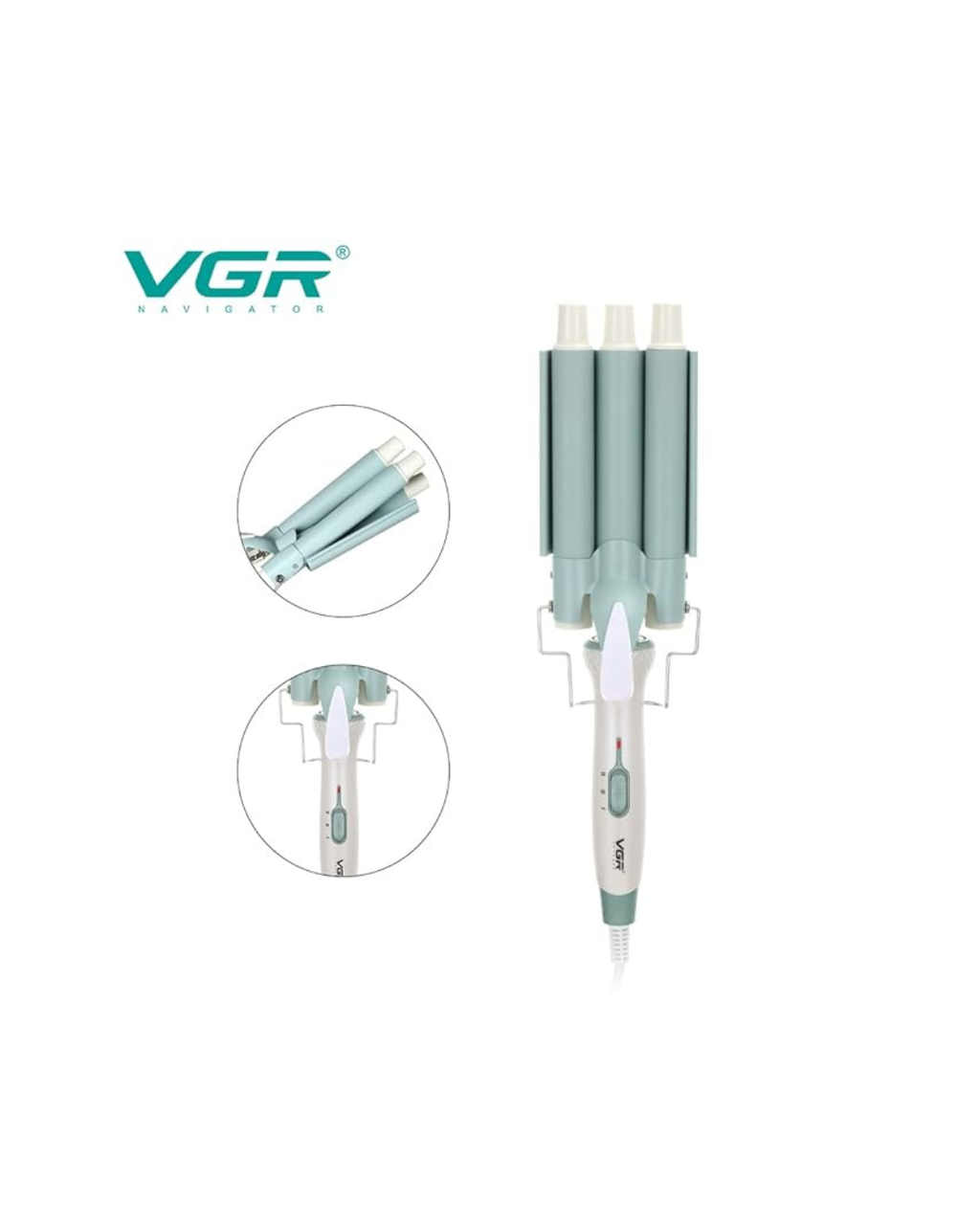 VGR V-595 Kaçurrela Elektrike Profesionale për Flokë me 3 Fuçi Max 220° C, e bardhë
