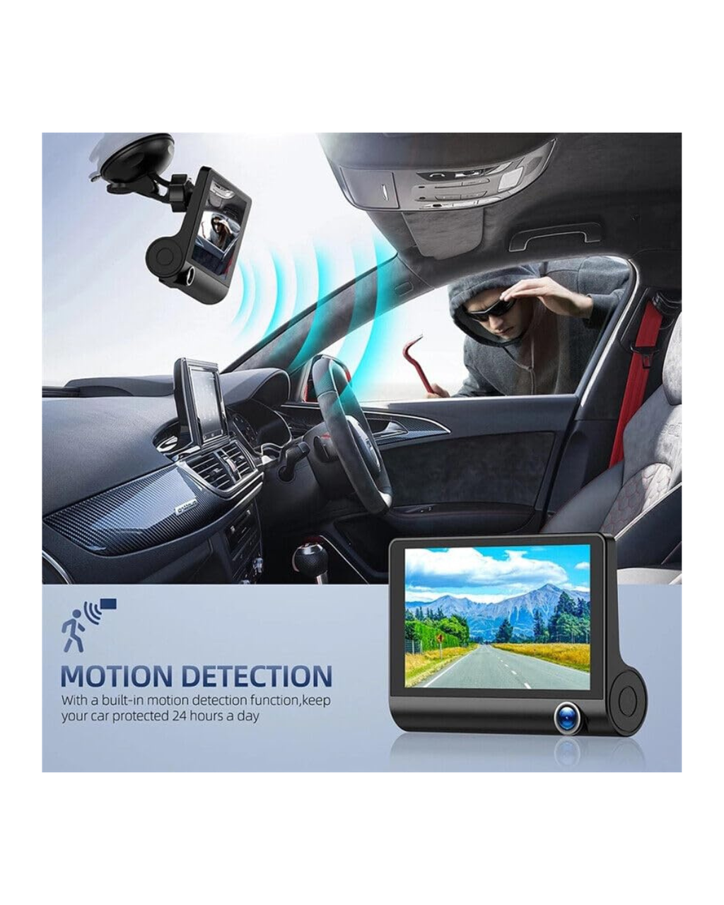 Kamera Regjistruese makine 1080P me Loop, Sensor G, Shikim Nate, Kënd i Gjerë 170°, Monitor Parkimi