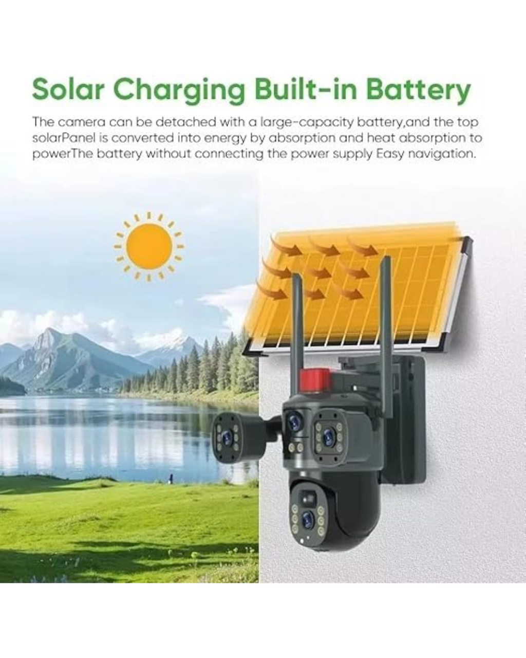 Kamera sigurie diellore 4g me Ai për ambiente të jashtme, me rezolucion 4G me vizion natën