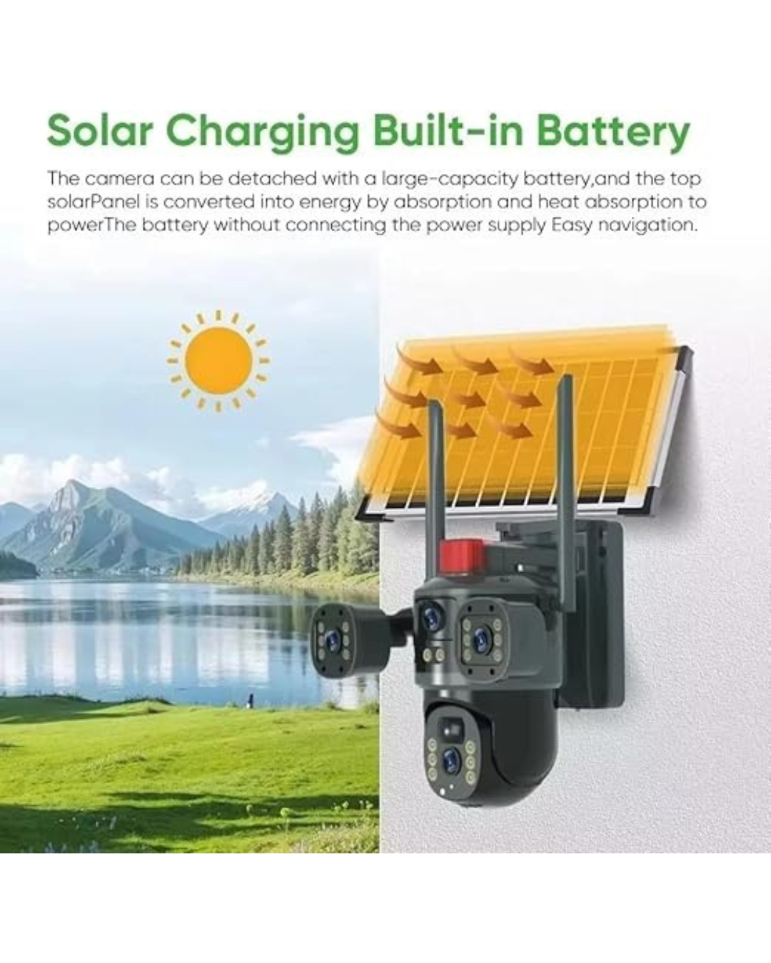 Kamera sigurie diellore 4g me Ai për ambiente të jashtme, me rezolucion 4G me vizion natën