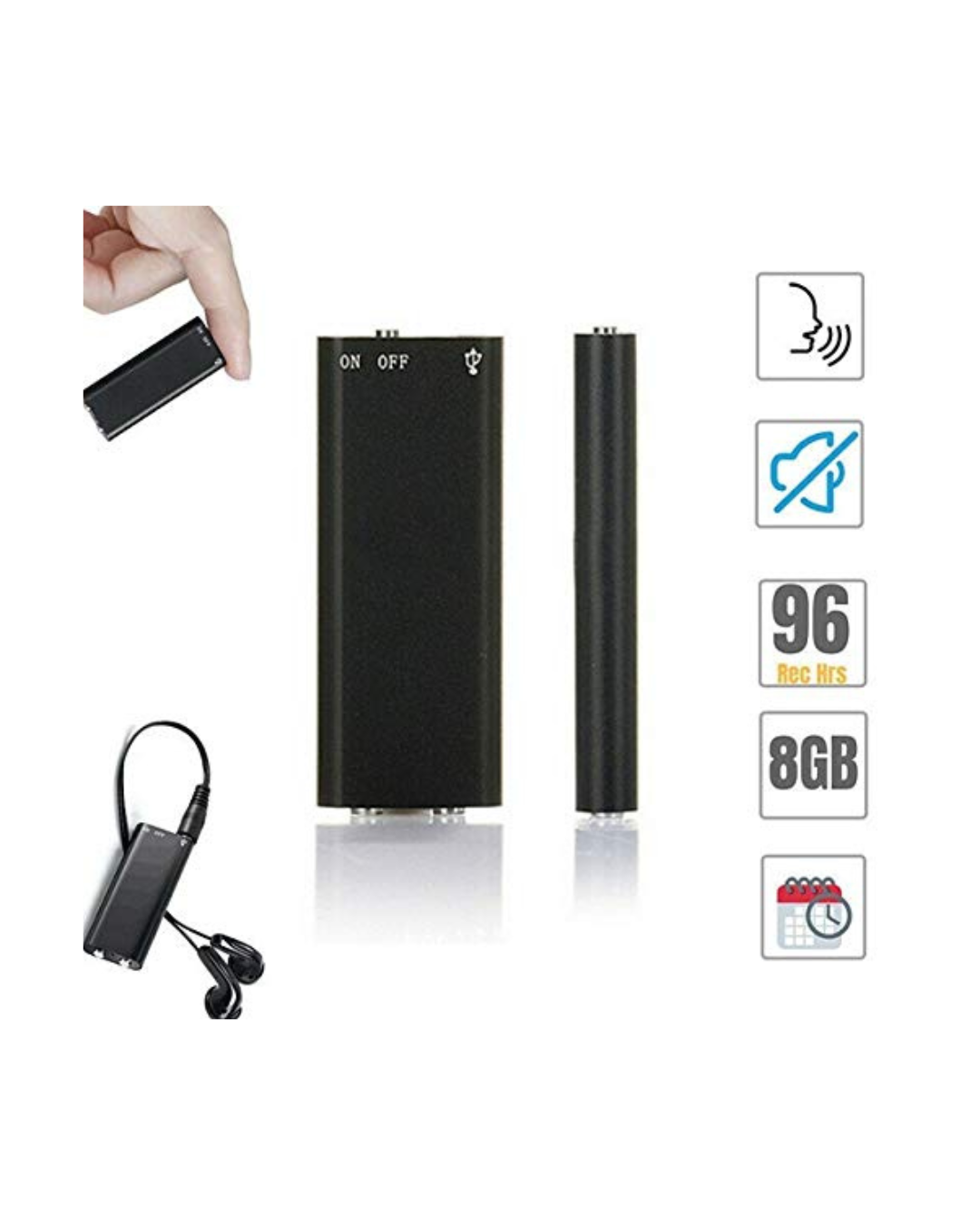 TECHNOVIEW Mini Regjistrues Zëri i Vogël Ruajtjeje Super i Gjatë deri në 8 Orë