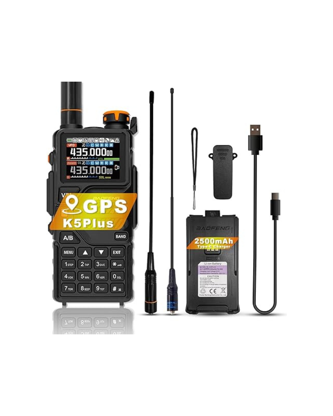 Radiolidhje BAOFENG K5Plus me Bandë Ajrore 10W me Frekuencë Kopjimi me GPS dhe Antenë 771
