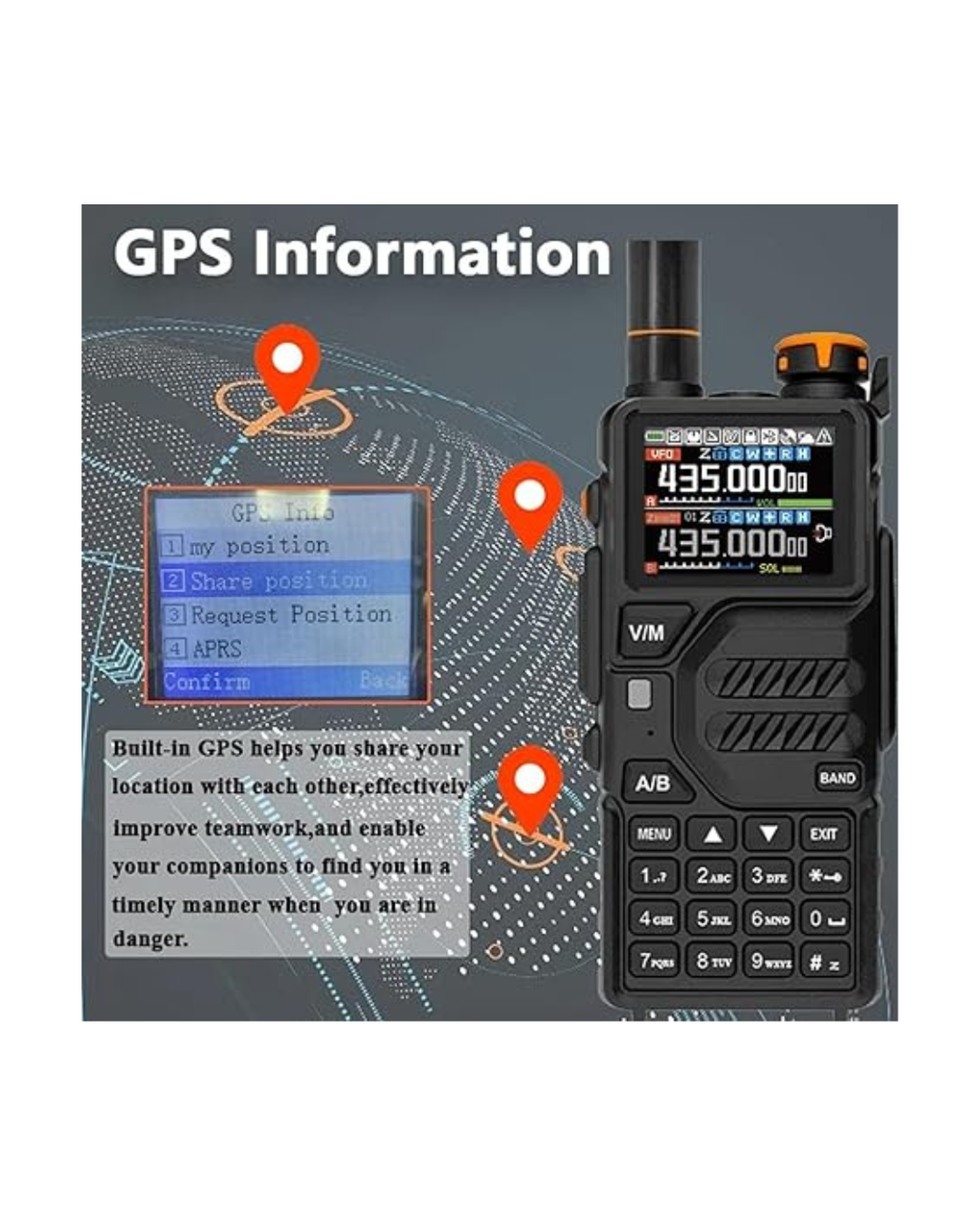 Radiolidhje BAOFENG K5Plus me Bandë Ajrore 10W me Frekuencë Kopjimi me GPS dhe Antenë 771