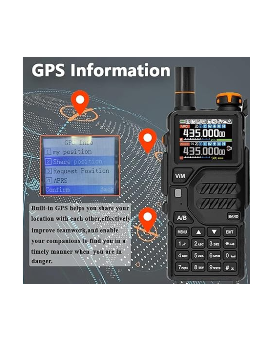 Radiolidhje BAOFENG K5Plus me Bandë Ajrore 10W me Frekuencë Kopjimi me GPS dhe Antenë 771