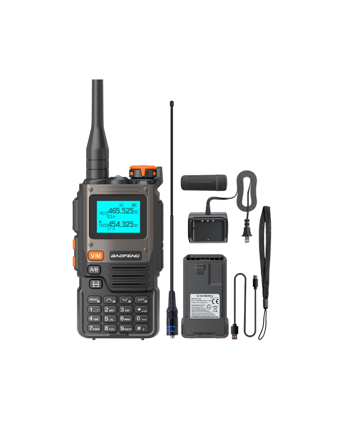 Radiolidhje BAOFENG UV-K61 PRO me 999 kanale, me karikim USB-C, me pajisje të plotë.