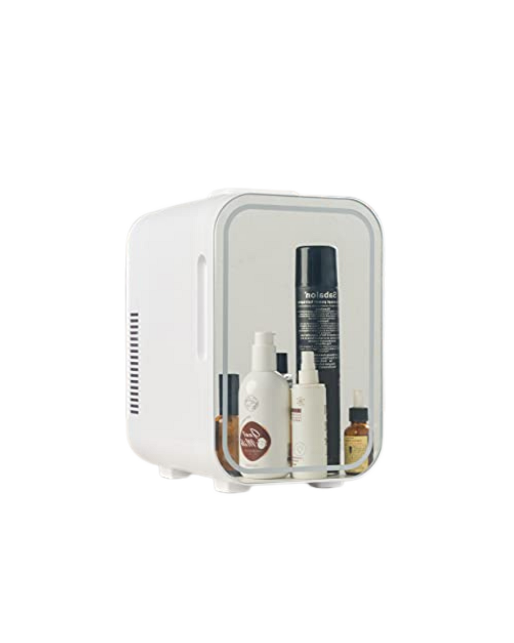 Mini frigorifer me pasqyrë dhe dritë për makine, ftohës dhe ngrohës termoelektrik