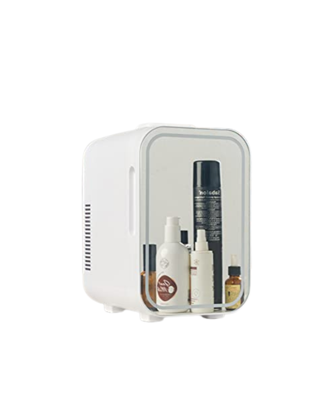 Mini frigorifer me pasqyrë dhe dritë për makine, ftohës dhe ngrohës termoelektrik