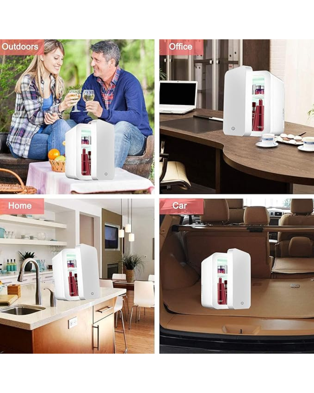 Mini frigorifer me pasqyrë dhe dritë për makine, ftohës dhe ngrohës termoelektrik