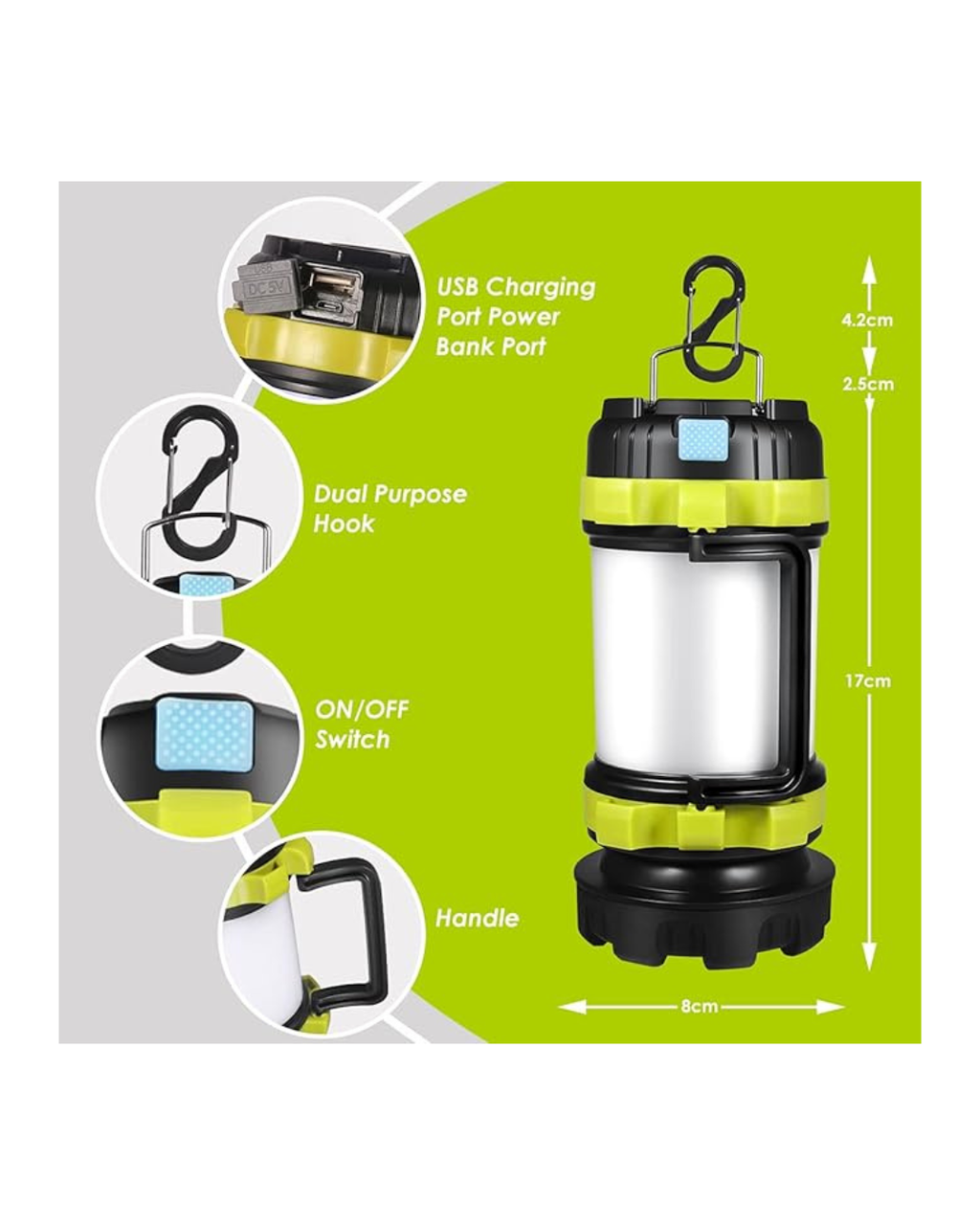 Fener LED i rikarikueshëm, dritë kampingu shumëfunksionale me 6 mënyra