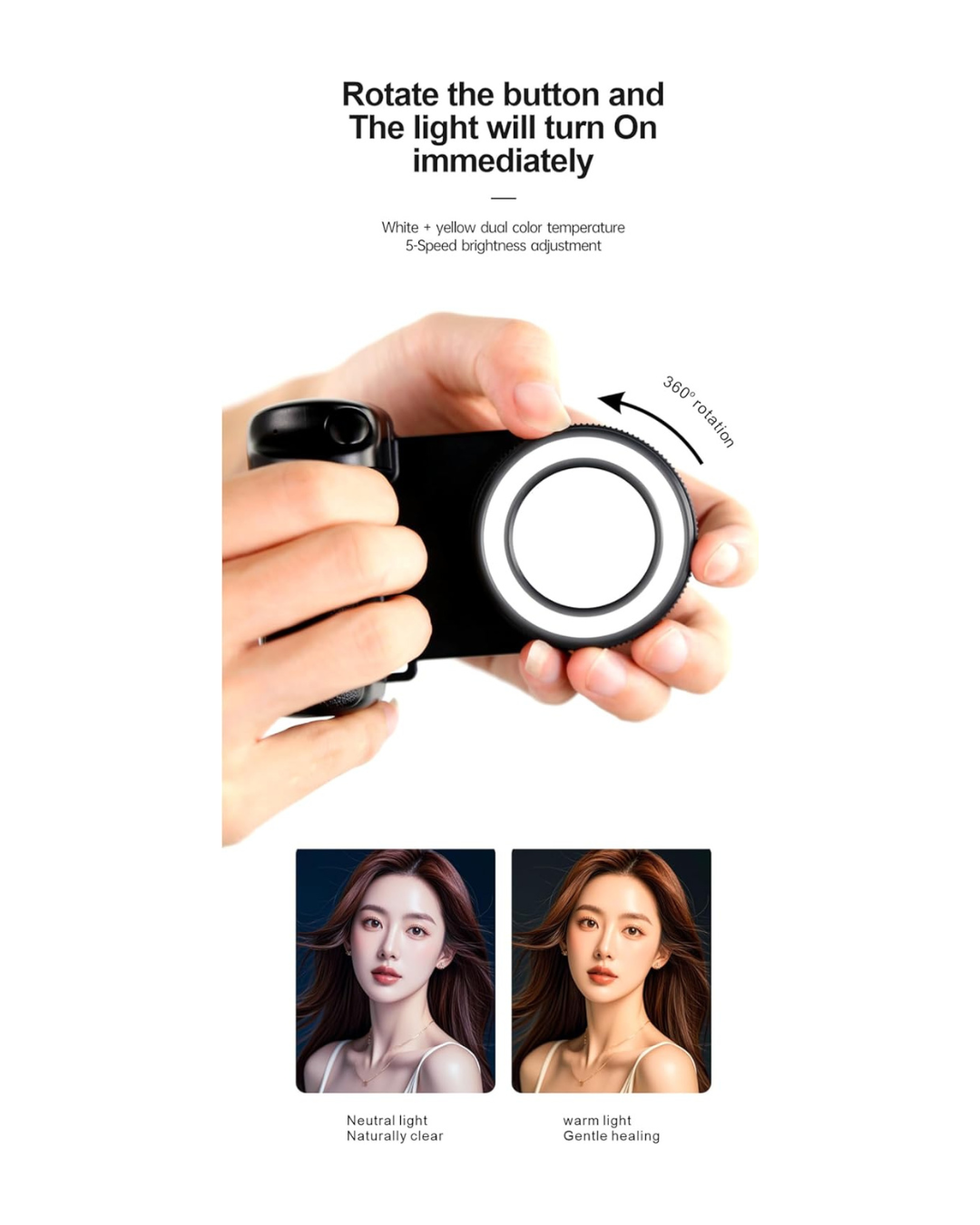 Dritë Selfie Portative për telefon, Model BBC-9 750mAh për iPhone, Samsung