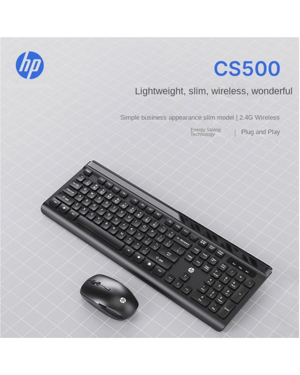 Tastierë Wireless HP CS500, me maus 2.4G, plug and play dizajn modern - ngjyrë e zezë